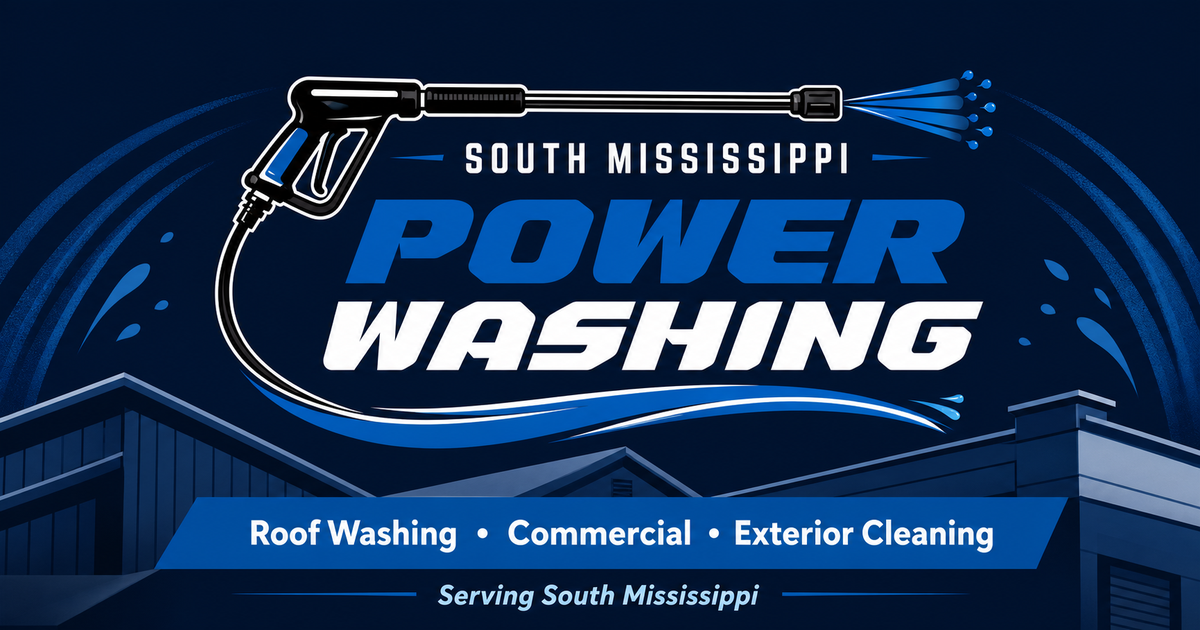 South Mississippi Power Washing roof-washing and commercial exterior-cleaning social card for the Southeast Roofing partnership article.