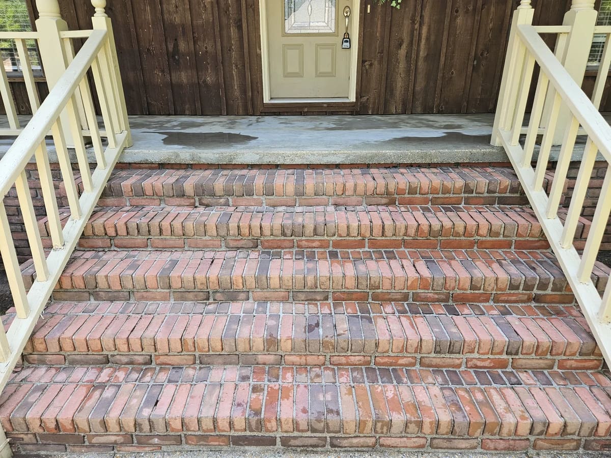 Brick front steps after exterior cleaning in Collins, Mississippi