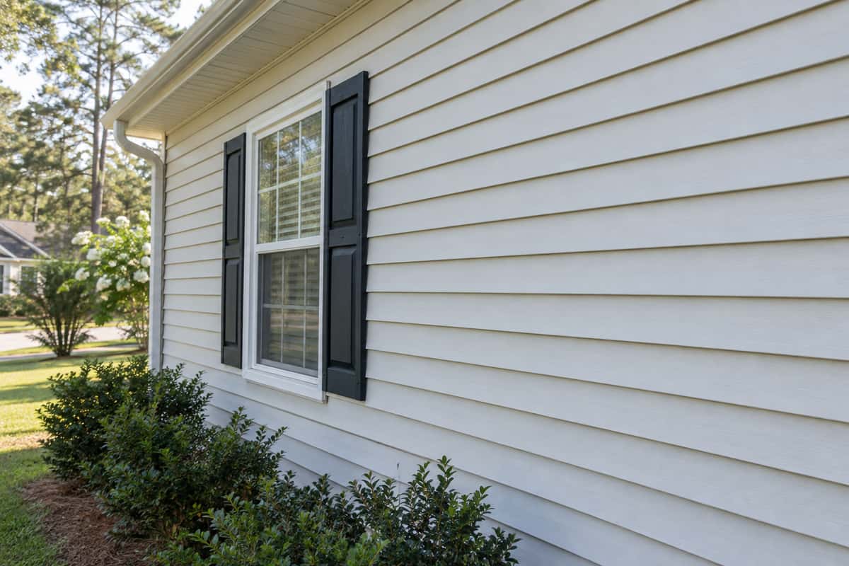 light horizontal vinyl siding around a residential window