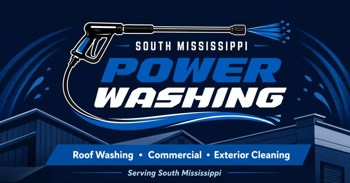South Mississippi Power Washing roof-washing and commercial exterior-cleaning social card for the Southeast Roofing partnership article.
